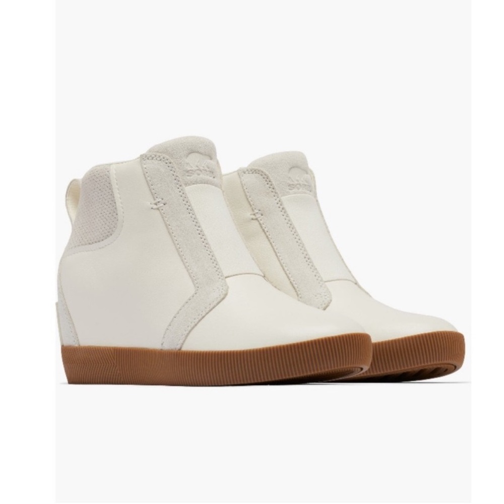 Sorel Out & About Pull On Wedge Booties Sea Salt White & Gum 2 Women’s Size 8.5 - Picture 3 of 13